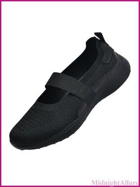 Knit Mary Jane Flat Shoes with Arch Support Slip-On Comfort